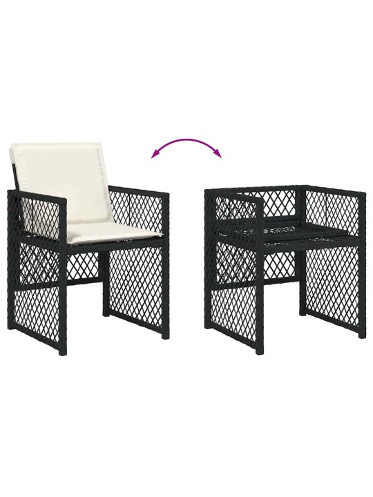 Dārza ēdamgalds 5 pcs melna poliratāns