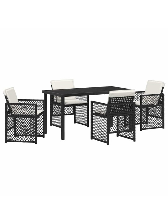 Dārza ēdamgalds 5 pcs melna poliratāns