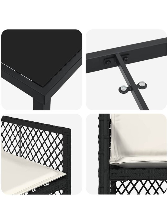 Dārza ēdamgalds 5 pcs melna poliratāns