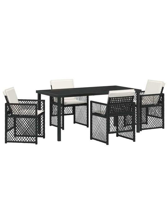 Dārza ēdamgalds 5 pcs melna poliratāns