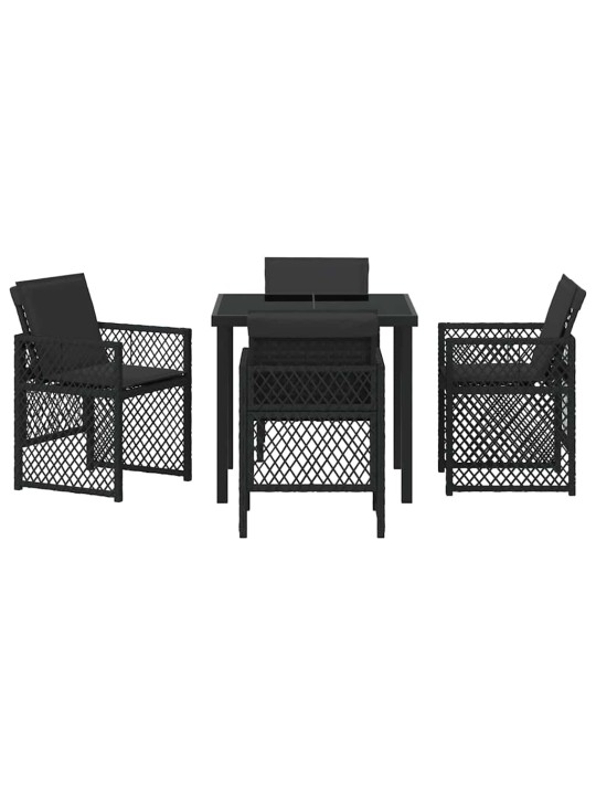 Dārza ēdamgalds 5 pcs melna poliratāns