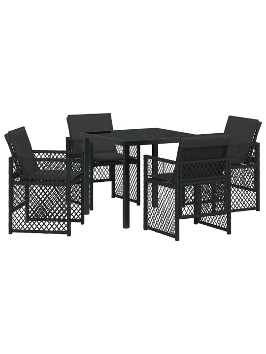 Dārza ēdamgalds 5 pcs melna poliratāns