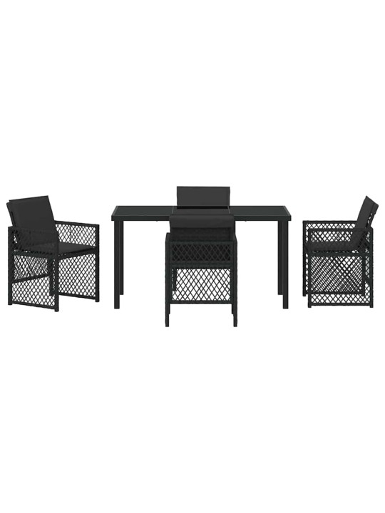 Dārza ēdamgalds 5 pcs melna poliratāns