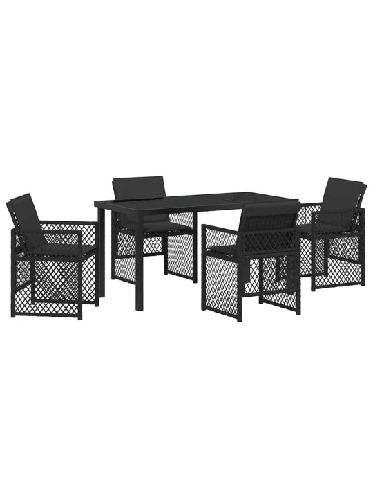 Dārza ēdamgalds 5 pcs melna poliratāns
