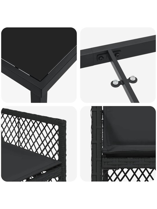 Dārza ēdamgalds 5 pcs melna poliratāns