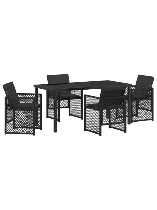 Dārza ēdamgalds 5 pcs melna poliratāns