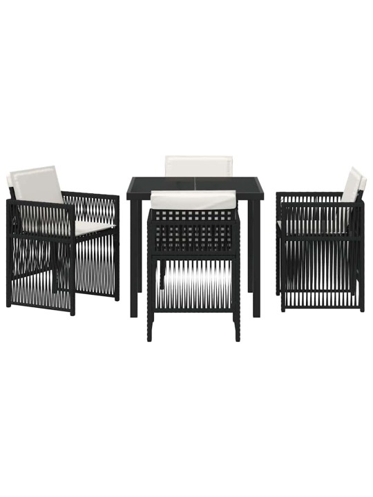 Dārza ēdamgalds 5 pcs melna poliūtu rotangpalma