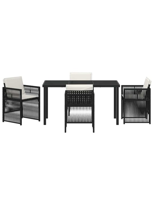 Dārza ēdamgalds 5 pcs melna poliūtu rotangpalma