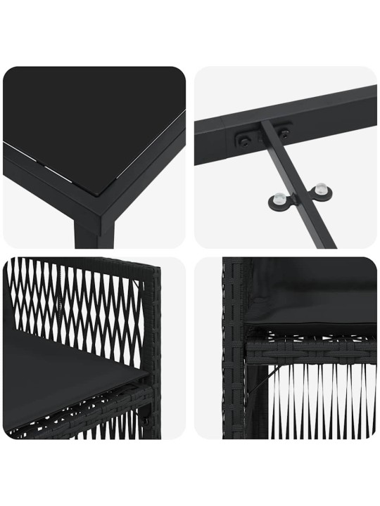 Dārza ēdamgalds 5 pcs melna poliūtu rotangpalma