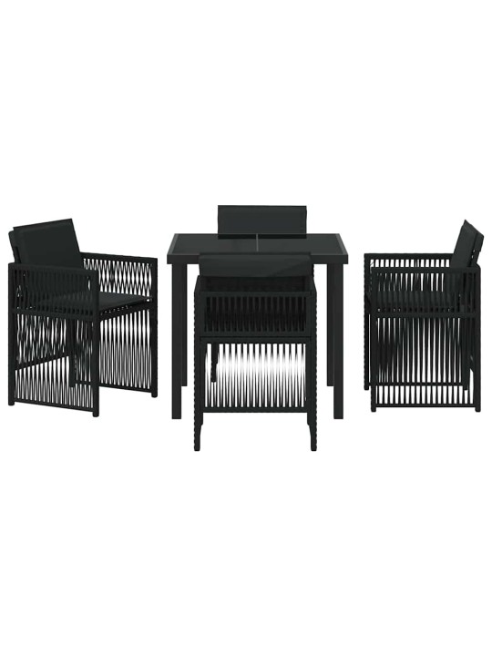 Dārza ēdamgalds 5 pcs melna poliūtu rotangpalma