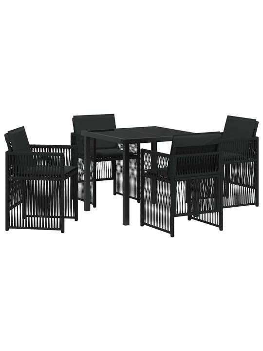 Dārza ēdamgalds 5 pcs melna poliūtu rotangpalma