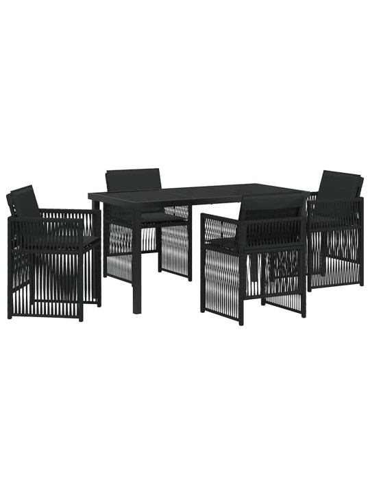 Dārza ēdamgalds 5 pcs melna poliūtu rotangpalma