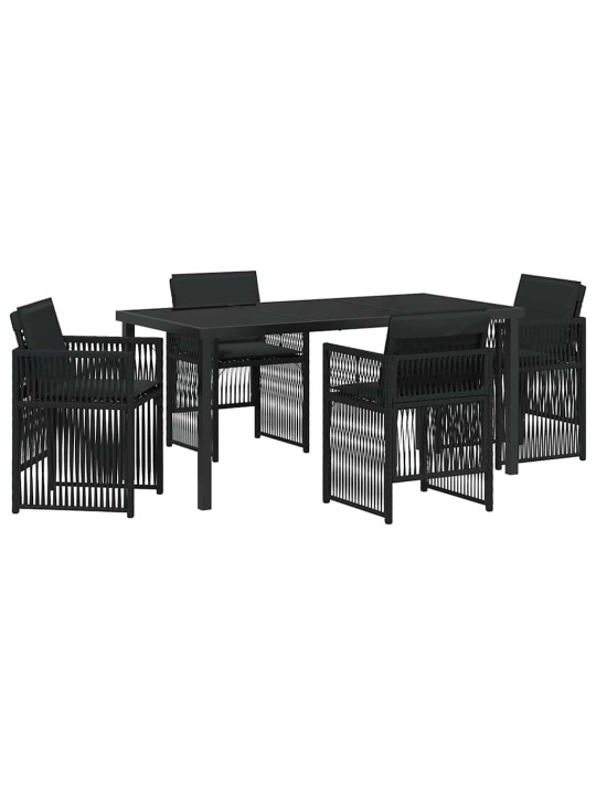 Dārza ēdamgalds 5 pcs melna poliūtu rotangpalma