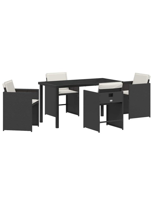 Dārza ēdamgalds 5 pcs melna poliratāns