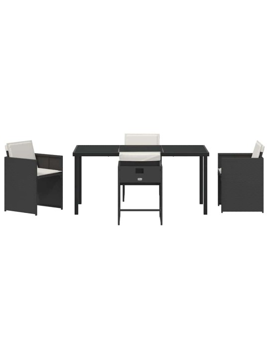 Dārza ēdamgalds 5 pcs melna poliratāns