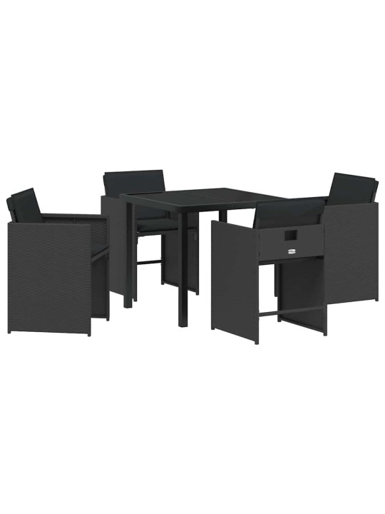 Dārza ēdamgalds 5 pcs melna poliratāns
