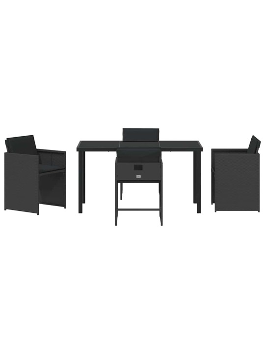 Dārza ēdamgalds 5 pcs melna poliratāns