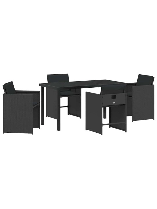 Dārza ēdamgalds 5 pcs melna poliratāns