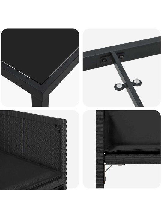 Dārza ēdamgalds 5 pcs melna poliratāns