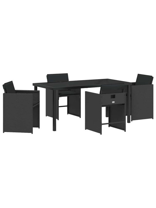 Dārza ēdamgalds 5 pcs melna poliratāns