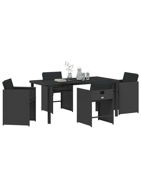 Dārza ēdamgalds 5 pcs melna poliratāns