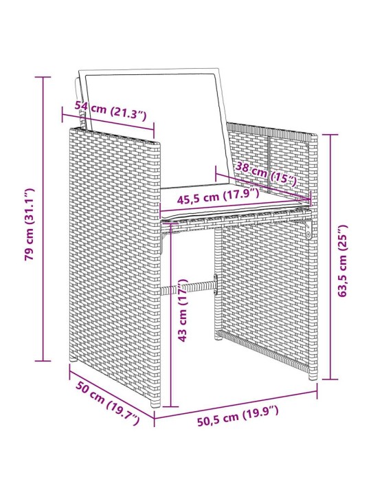 Dārza ēdamgalds 5 pcs brūna poliratāns
