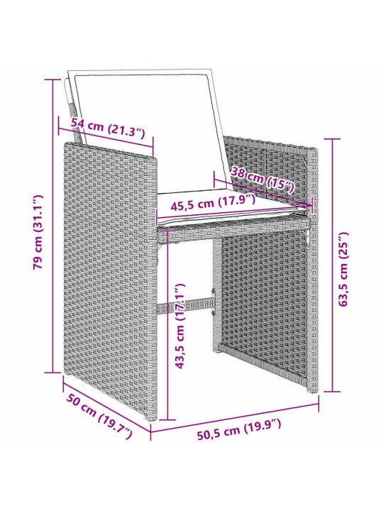 Dārza ēdamgalds 5 pcs gaiši pelēks poliratāns