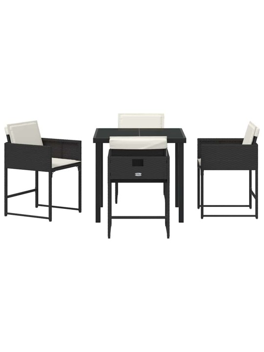 Dārza ēdamgalds 5 pcs melna poliratāns