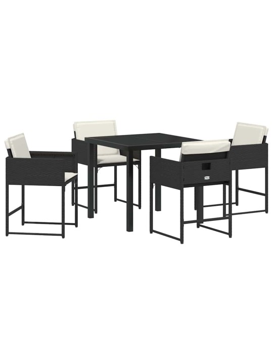 Dārza ēdamgalds 5 pcs melna poliratāns