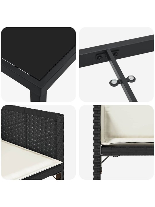 Dārza ēdamgalds 5 pcs melna poliratāns