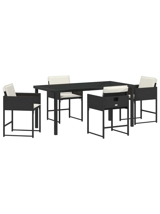 Dārza ēdamgalds 5 pcs melna poliratāns