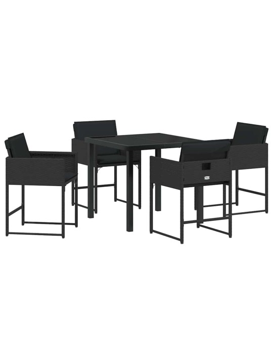 Dārza ēdamgalds 5 pcs melna poliratāns