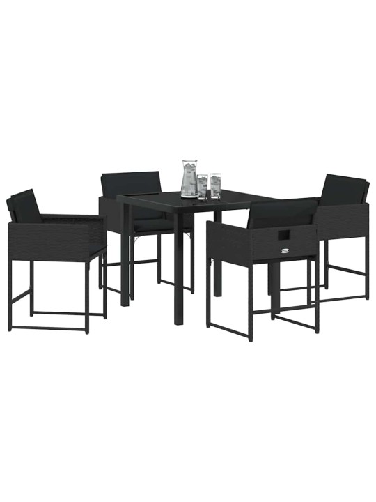 Dārza ēdamgalds 5 pcs melna poliratāns