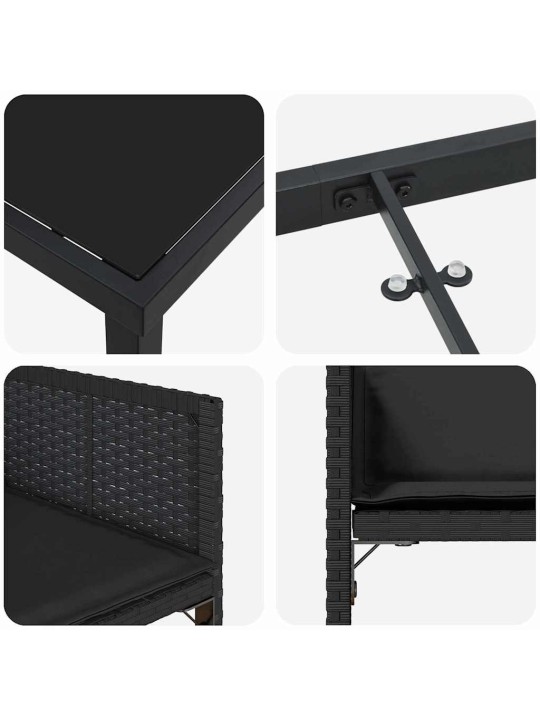 Dārza ēdamgalds 5 pcs melna poliratāns