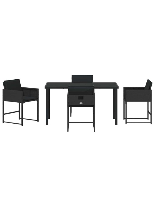 Dārza ēdamgalds 5 pcs melna poliratāns