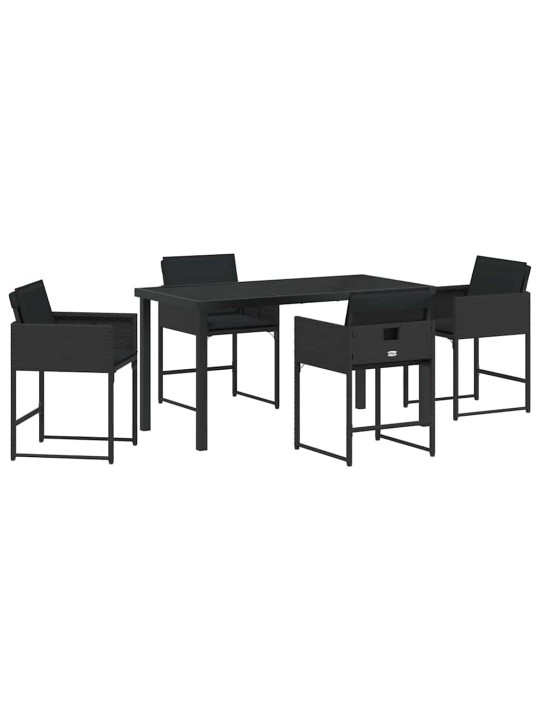 Dārza ēdamgalds 5 pcs melna poliratāns