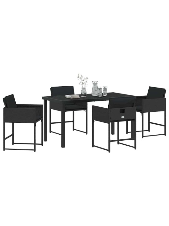 Dārza ēdamgalds 5 pcs melna poliratāns