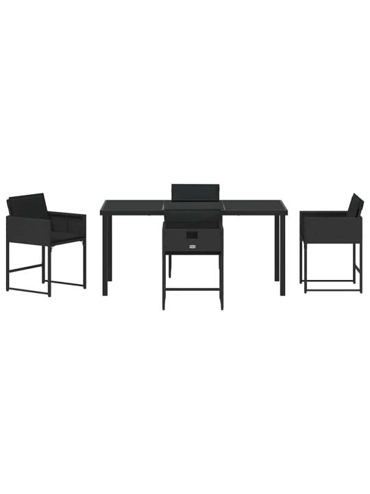 Dārza ēdamgalds 5 pcs melna poliratāns