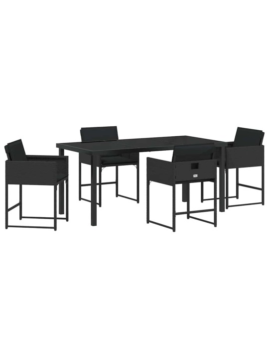 Dārza ēdamgalds 5 pcs melna poliratāns