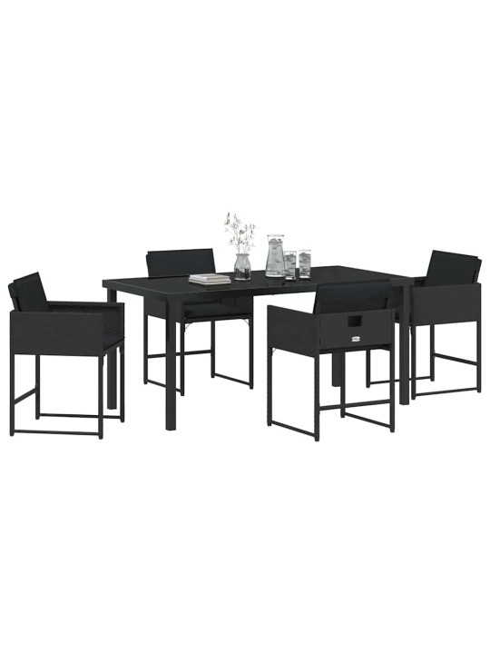 Dārza ēdamgalds 5 pcs melna poliratāns