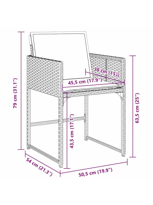 Dārza ēdamgalds 5 pcs brūna poliratāns