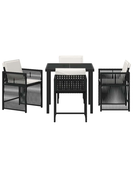 Dārza ēdamgalds 5 pcs melna poliratāns