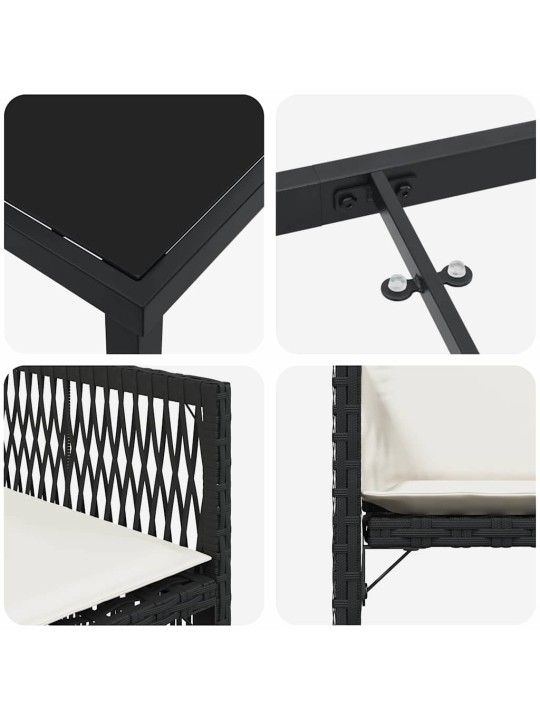 Dārza ēdamgalds 5 pcs melna poliratāns