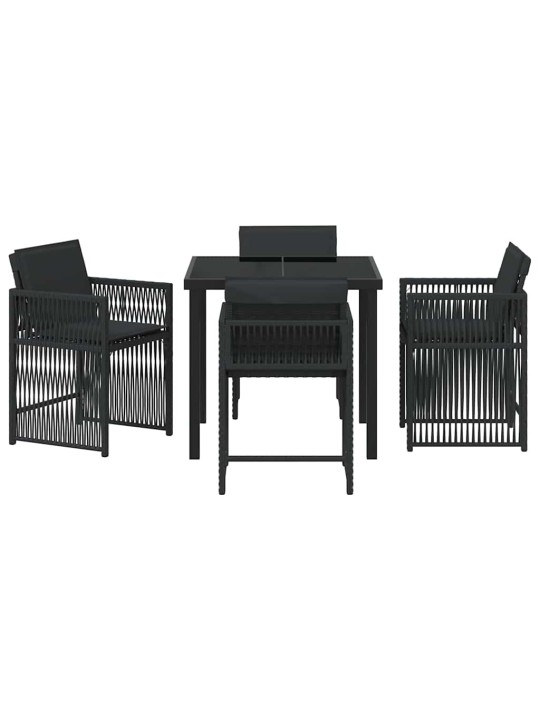 Dārza ēdamgalds 5 pcs melna poliratāns