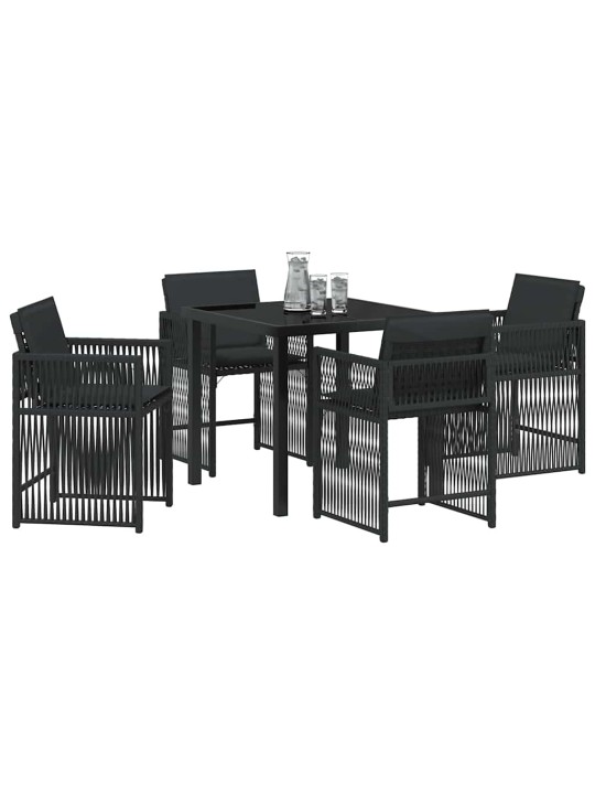 Dārza ēdamgalds 5 pcs melna poliratāns