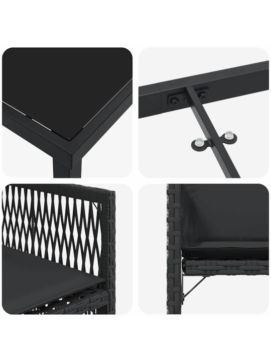 Dārza ēdamgalds 5 pcs melna poliratāns