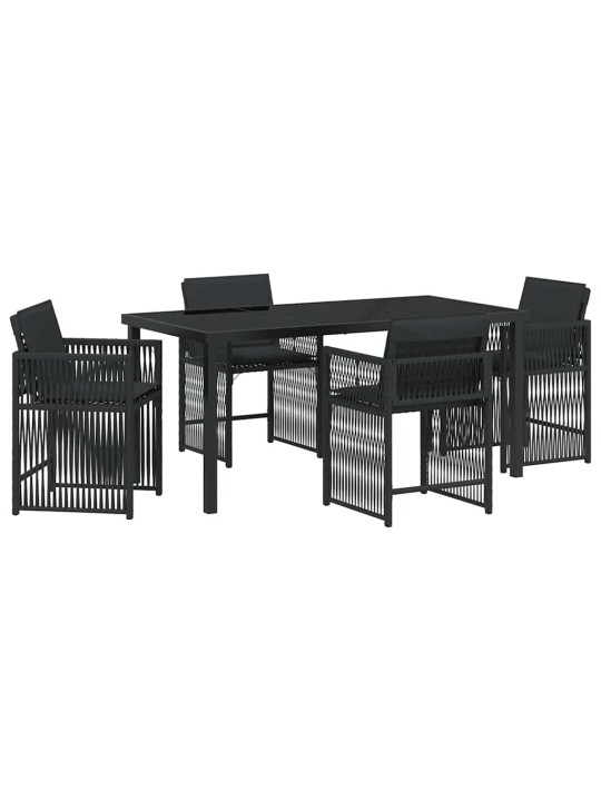 Dārza ēdamgalds 5 pcs melna poliratāns