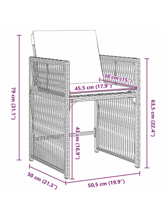 Dārza ēdamgalds 5 pcs brūna poliratāns