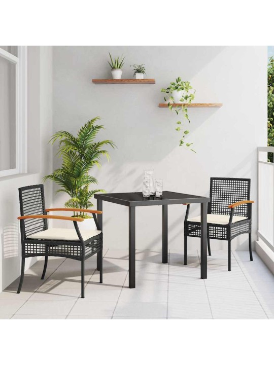 Dārza ēdamgalds 3 pcs melna poliratāns