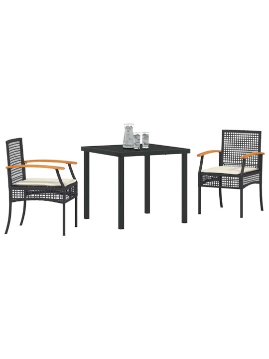 Dārza ēdamgalds 3 pcs melna poliratāns